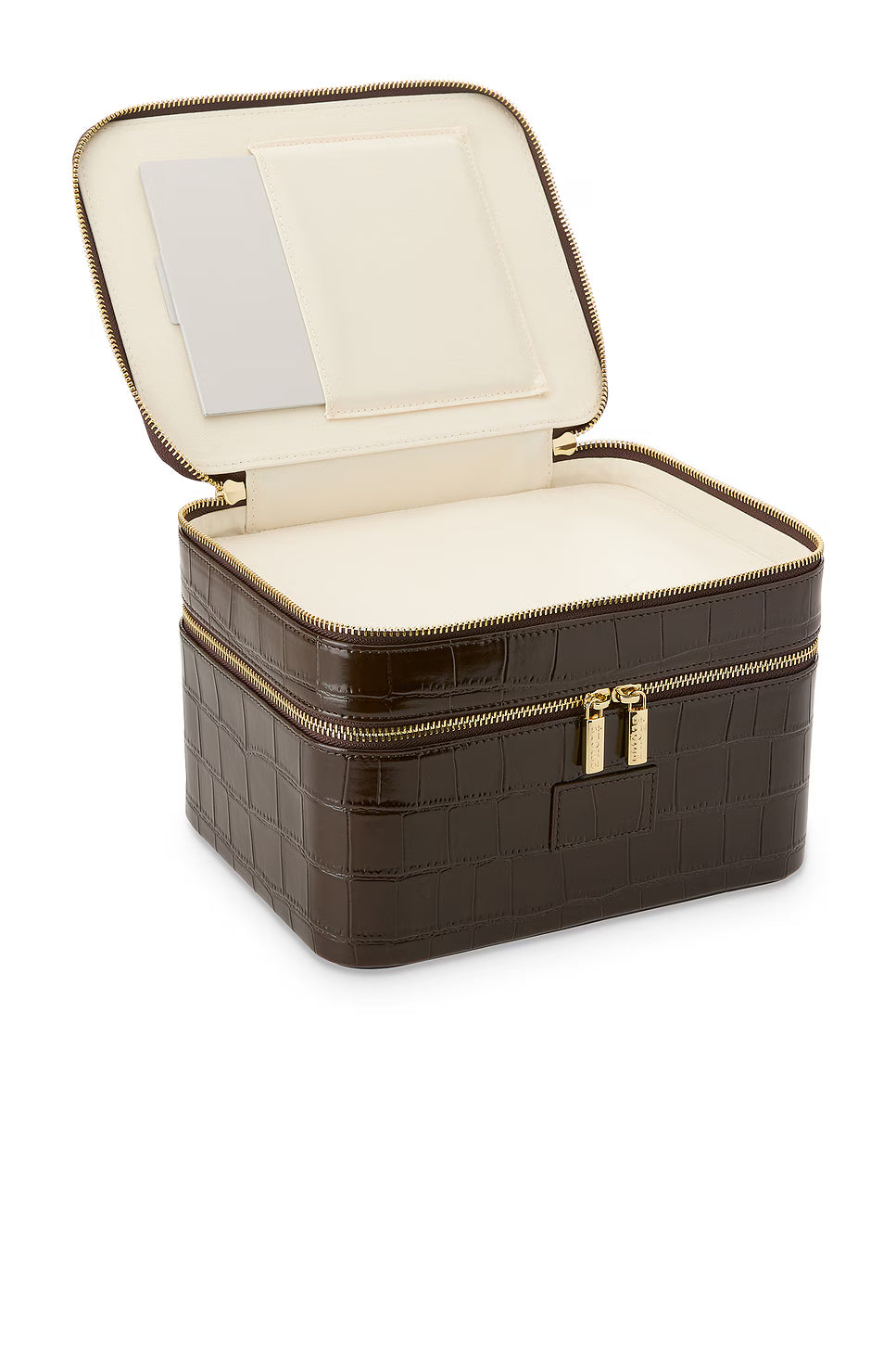 Two-Tier Portable Makeup Case With Removable Dividers