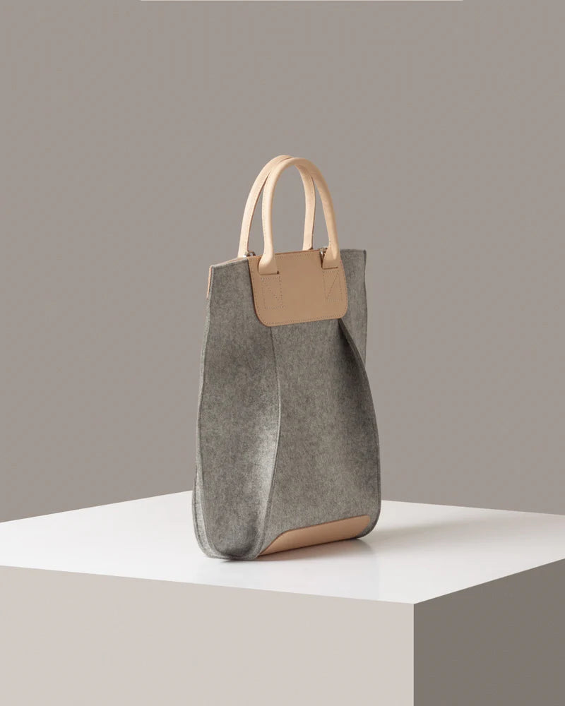Structured Wool Magnetic Snap Handheld Work Tote Bag