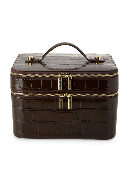 Two-Tier Portable Makeup Case With Removable Dividers