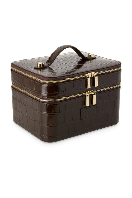 Two-Tier Portable Makeup Case With Removable Dividers