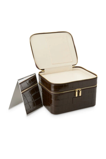 Two-Tier Portable Makeup Case With Removable Dividers