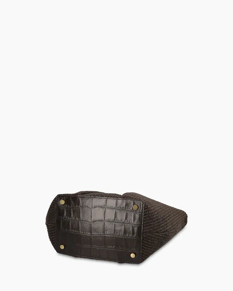 Italian Raffia Mini Structured Crossbody Tote Bag