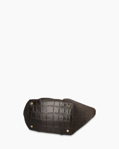 Italian Raffia Mini Structured Crossbody Tote Bag