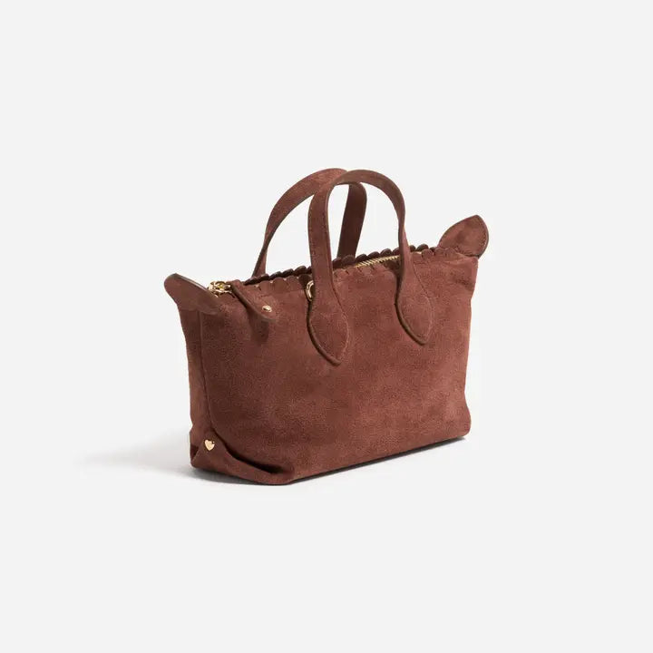 Heart Detail Suede Crossbody Mini Hand Tote Bag