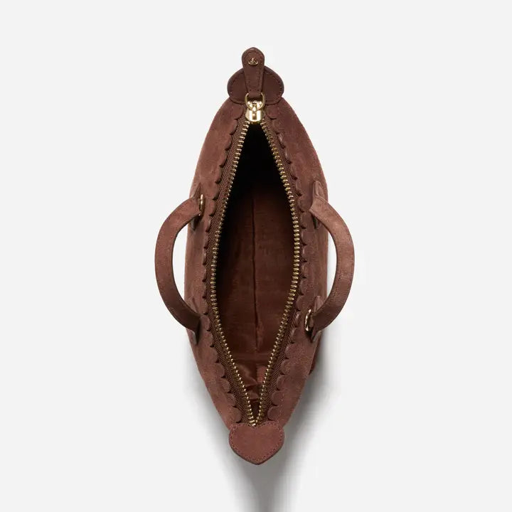 Heart Detail Suede Crossbody Mini Hand Tote Bag