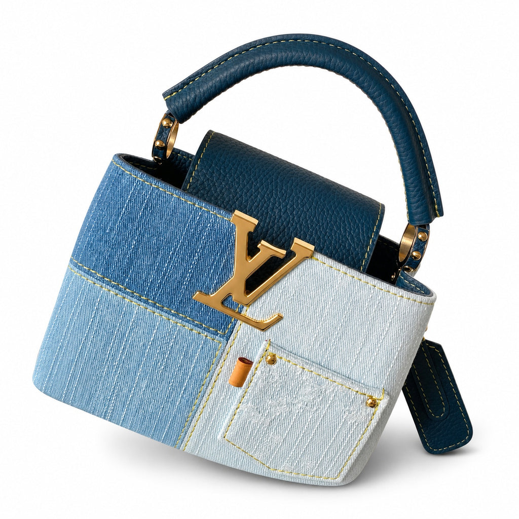 Louis Vuitton Capucines Denim Leather Handbag