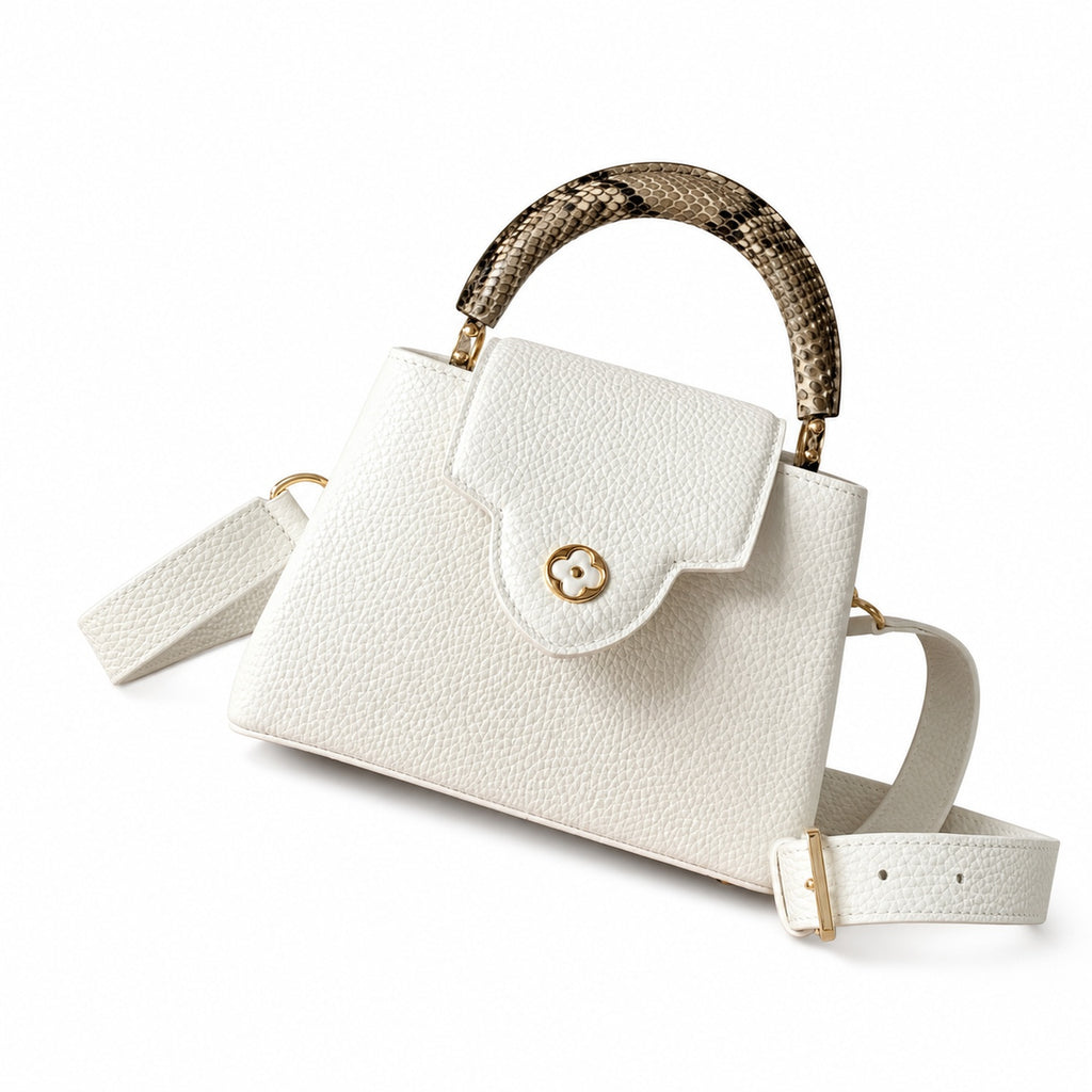 Louis Vuitton Mini Snakeskin Leather White Gold Handbag