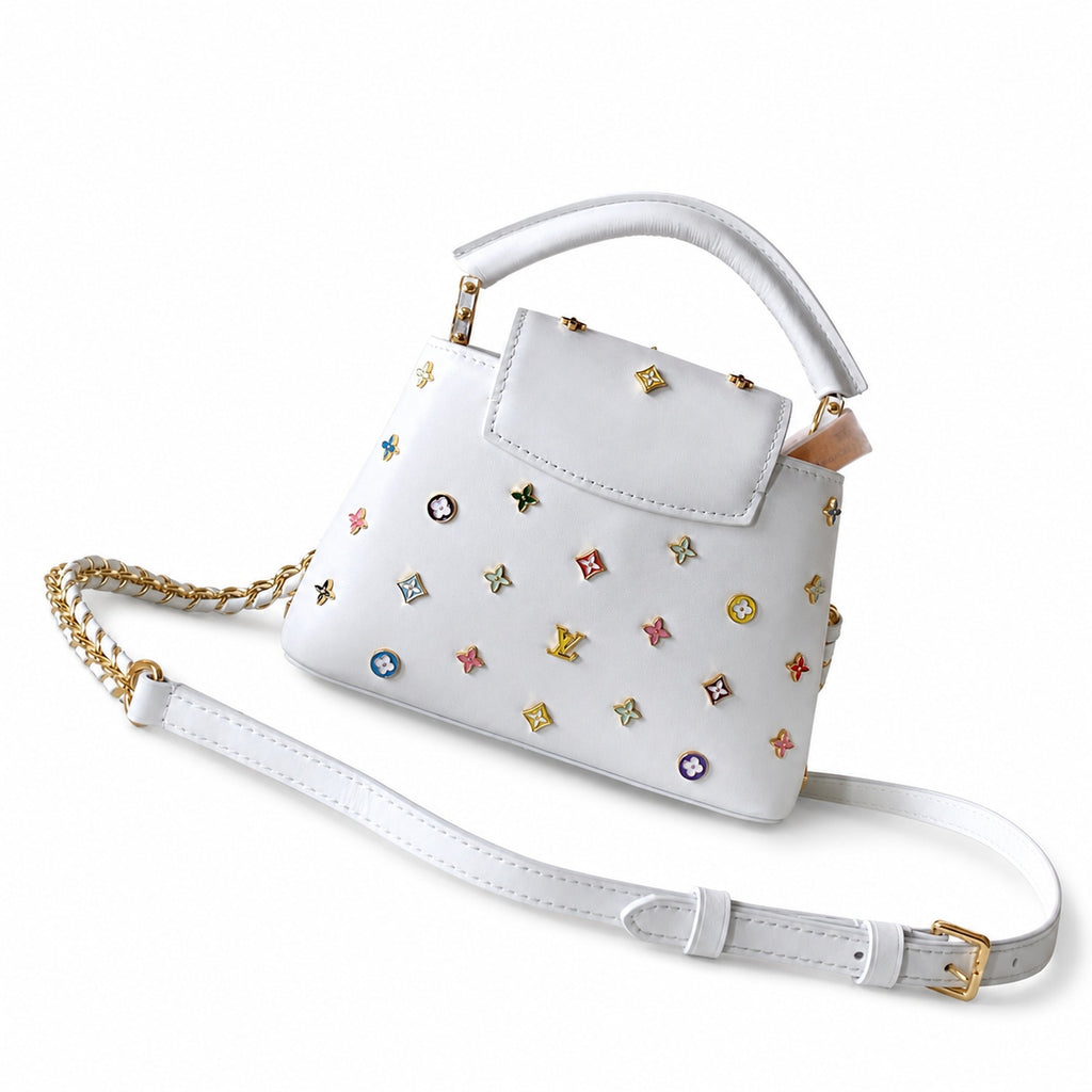 Louis Vuitton Capucines Takashi Murakami Leather Black White Handbag