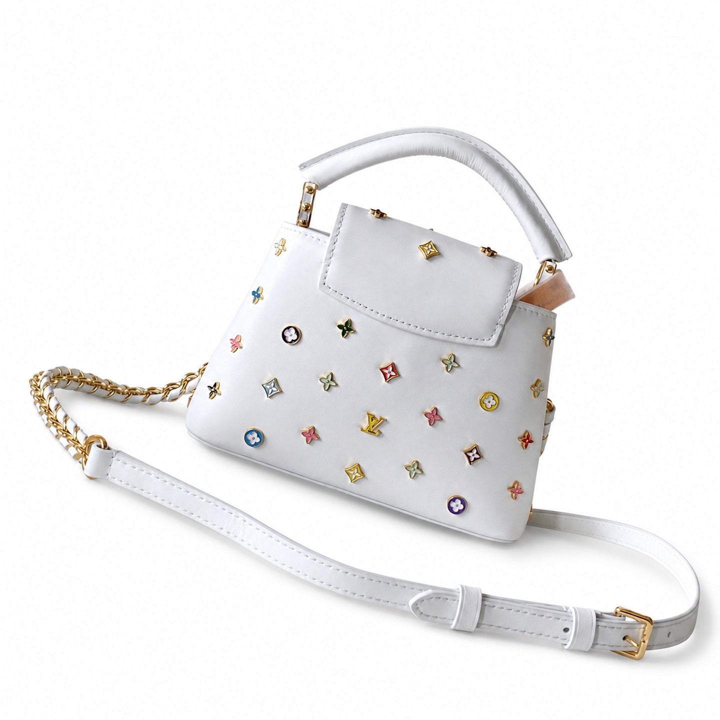 Louis Vuitton Capucines Takashi Murakami Leather Black White Handbag