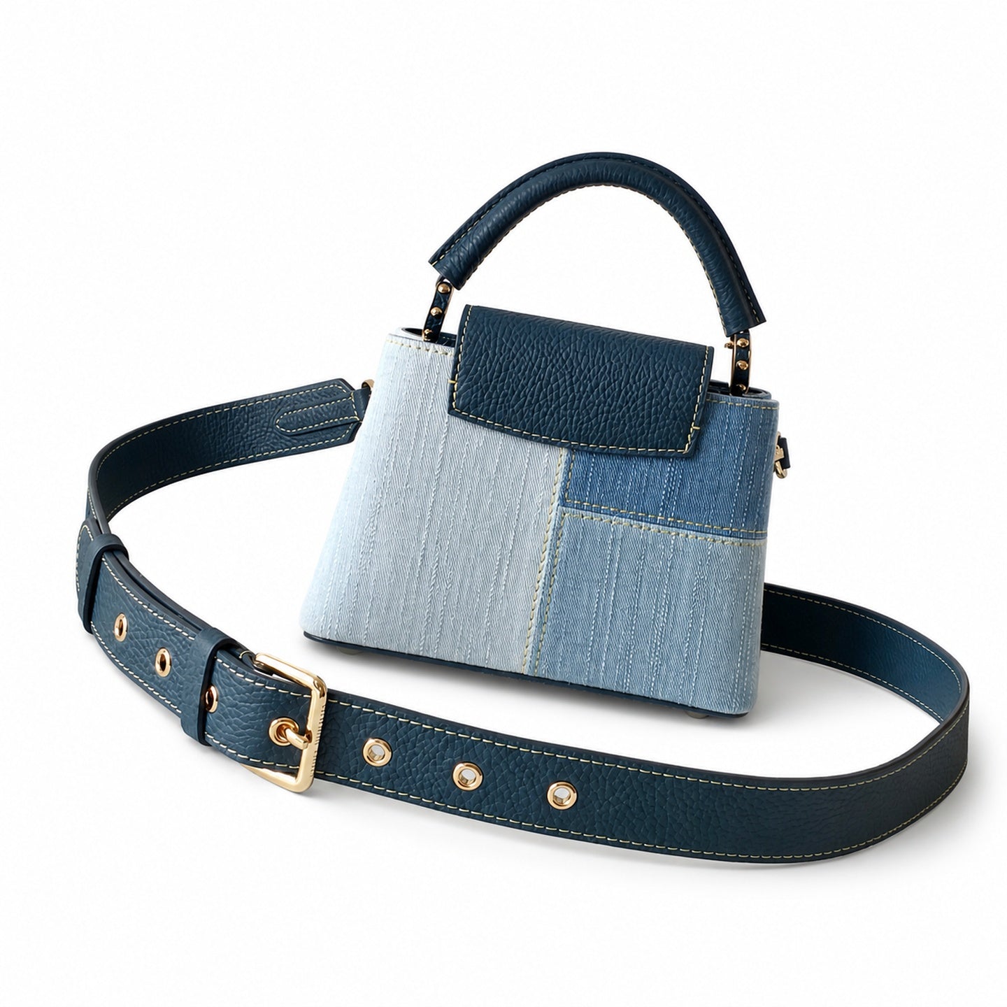 Louis Vuitton Capucines Denim Leather Handbag