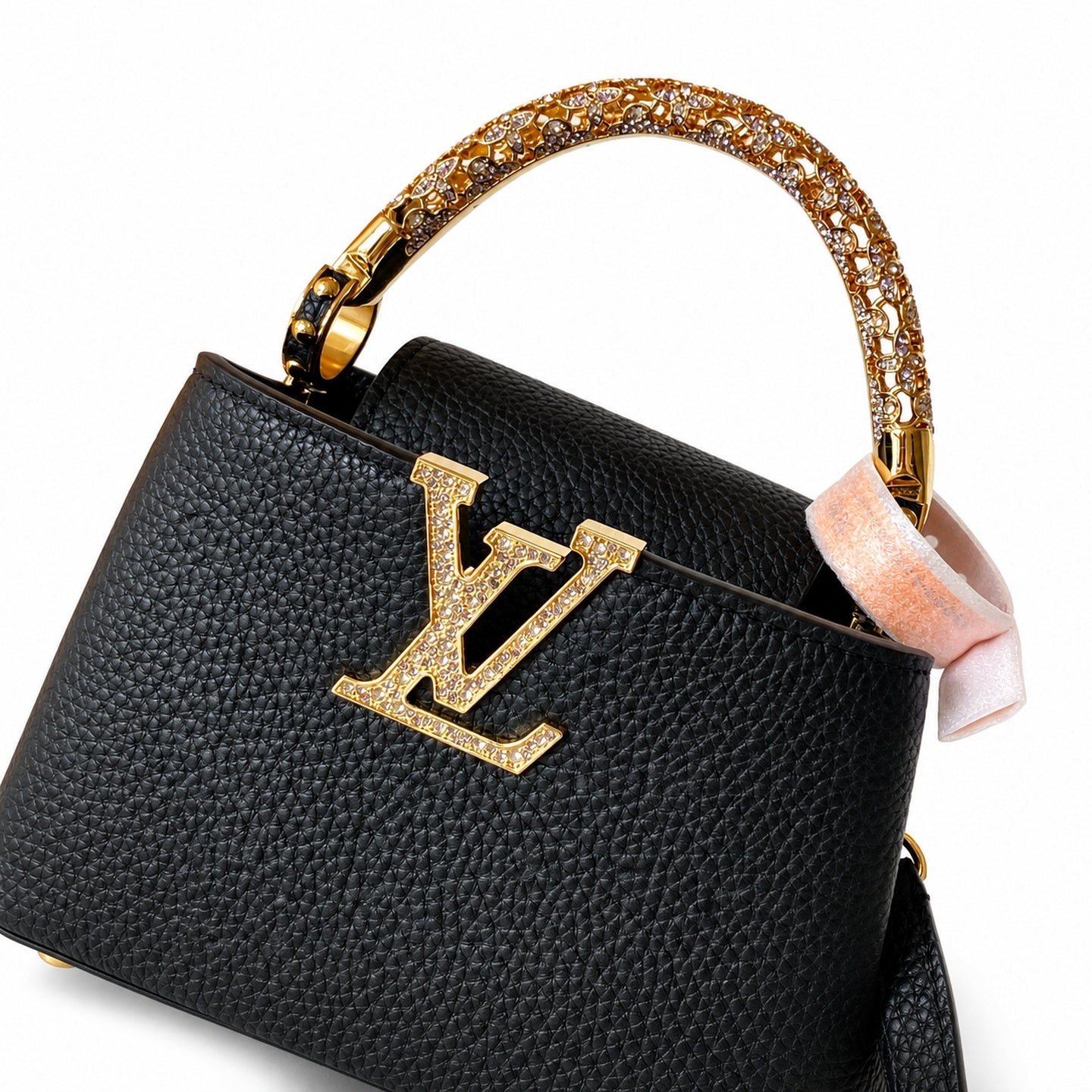 Louis Vuitton Capucines Mini Leather Black White Gray Handbag