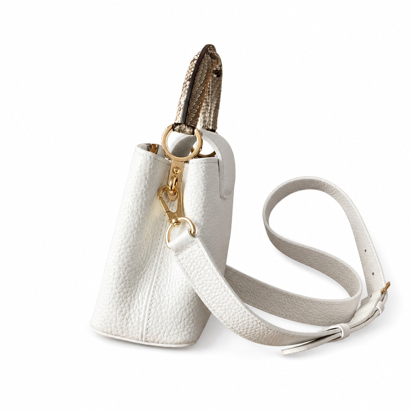 Louis Vuitton Mini Snakeskin Leather White Gold Handbag