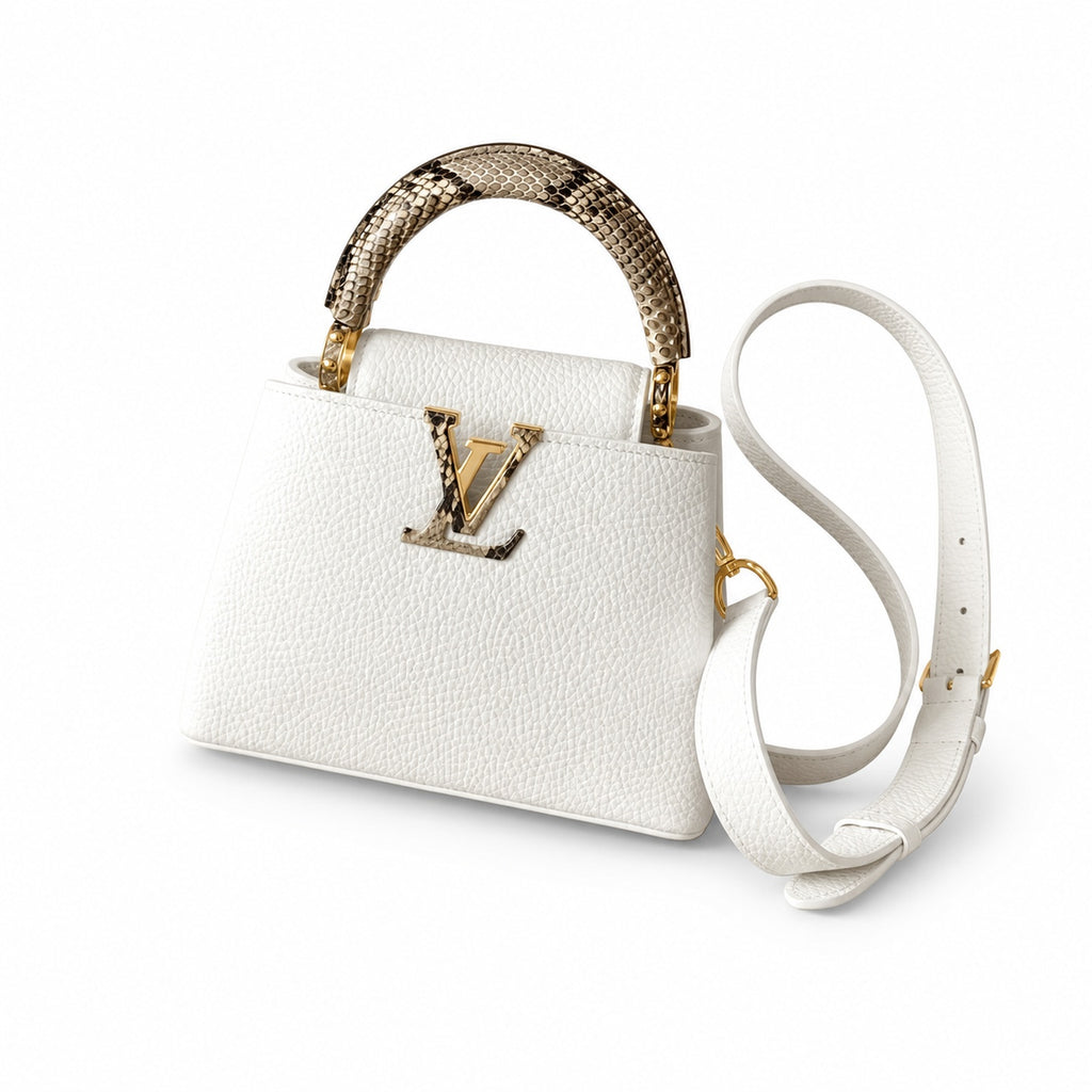 Louis Vuitton Mini Snakeskin Leather White Gold Handbag