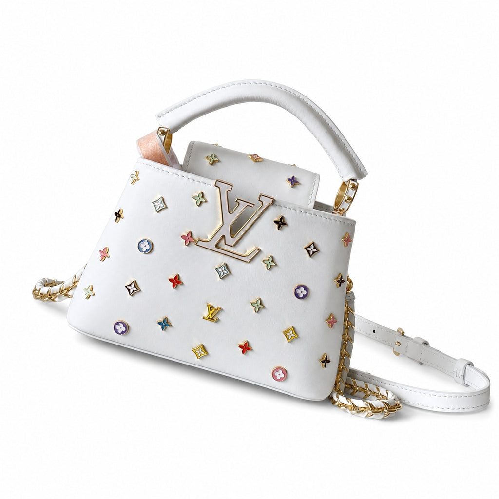 Louis Vuitton Capucines Takashi Murakami Leather Black White Handbag