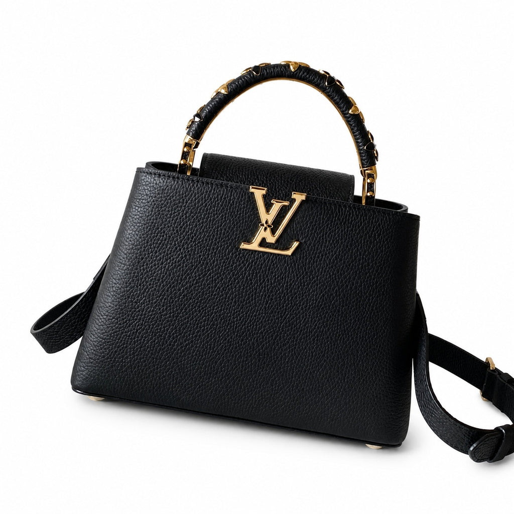 Louis Vuitton Mini Leather Black Yellow Gold Handbag