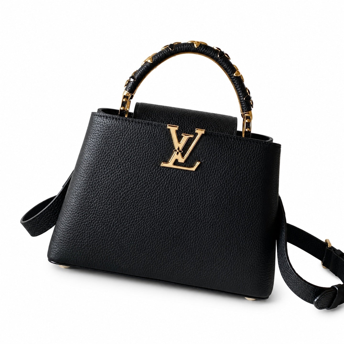 Louis Vuitton Mini Leather Black Yellow Gold Handbag