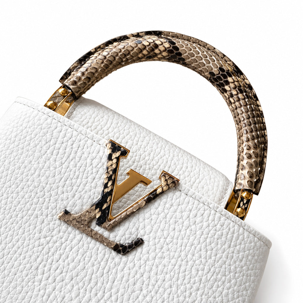 Louis Vuitton Mini Snakeskin Leather White Gold Handbag