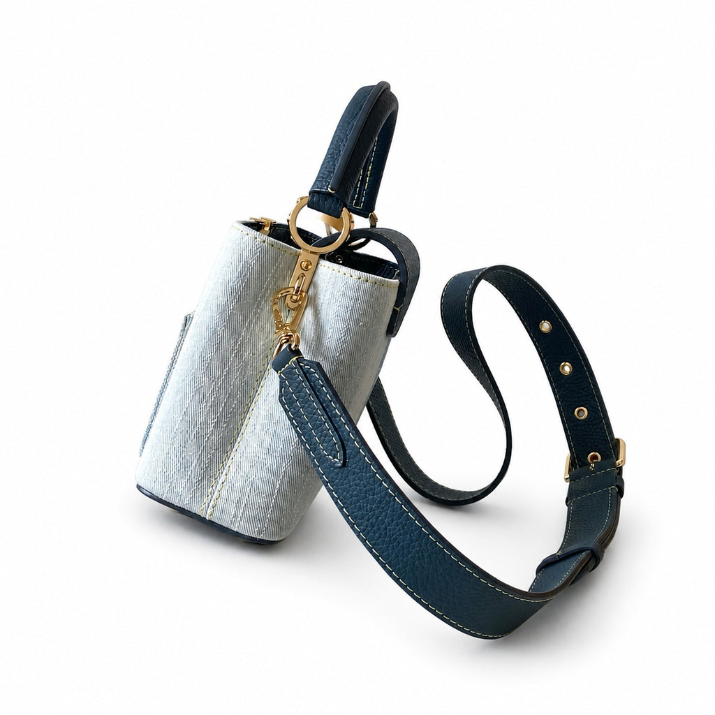 Louis Vuitton Capucines Denim Leather Handbag