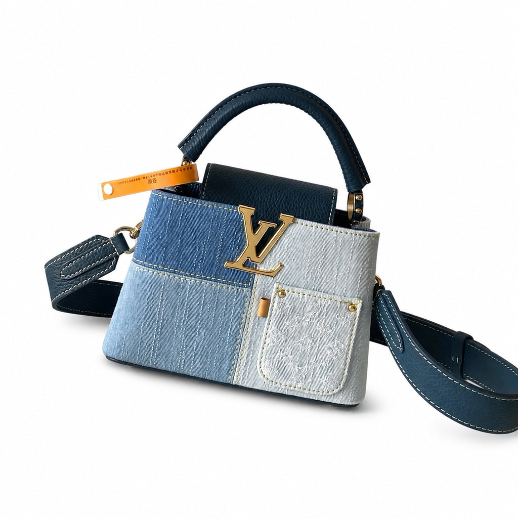 Louis Vuitton Capucines Denim Leather Handbag