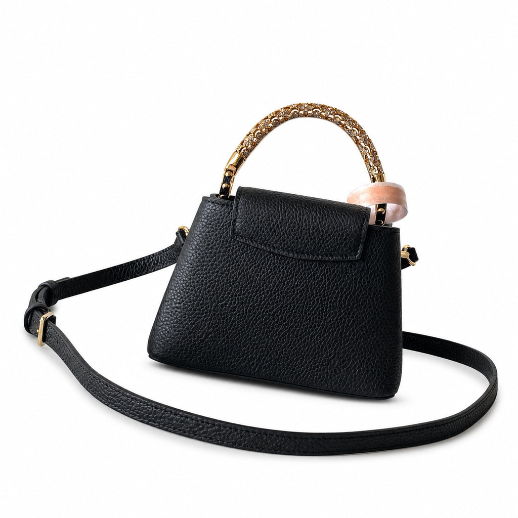 Louis Vuitton Capucines Mini Leather Black White Gray Handbag