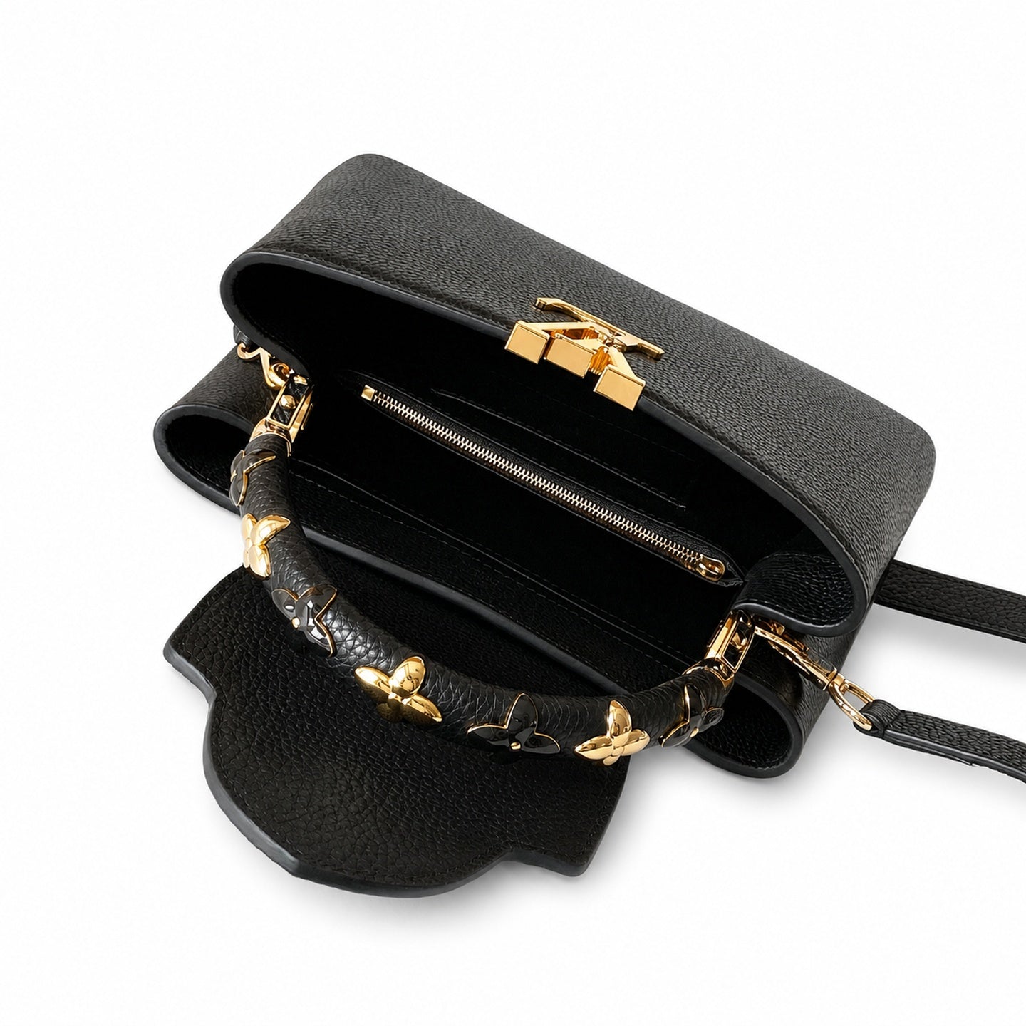 Louis Vuitton Mini Leather Black Yellow Gold Handbag