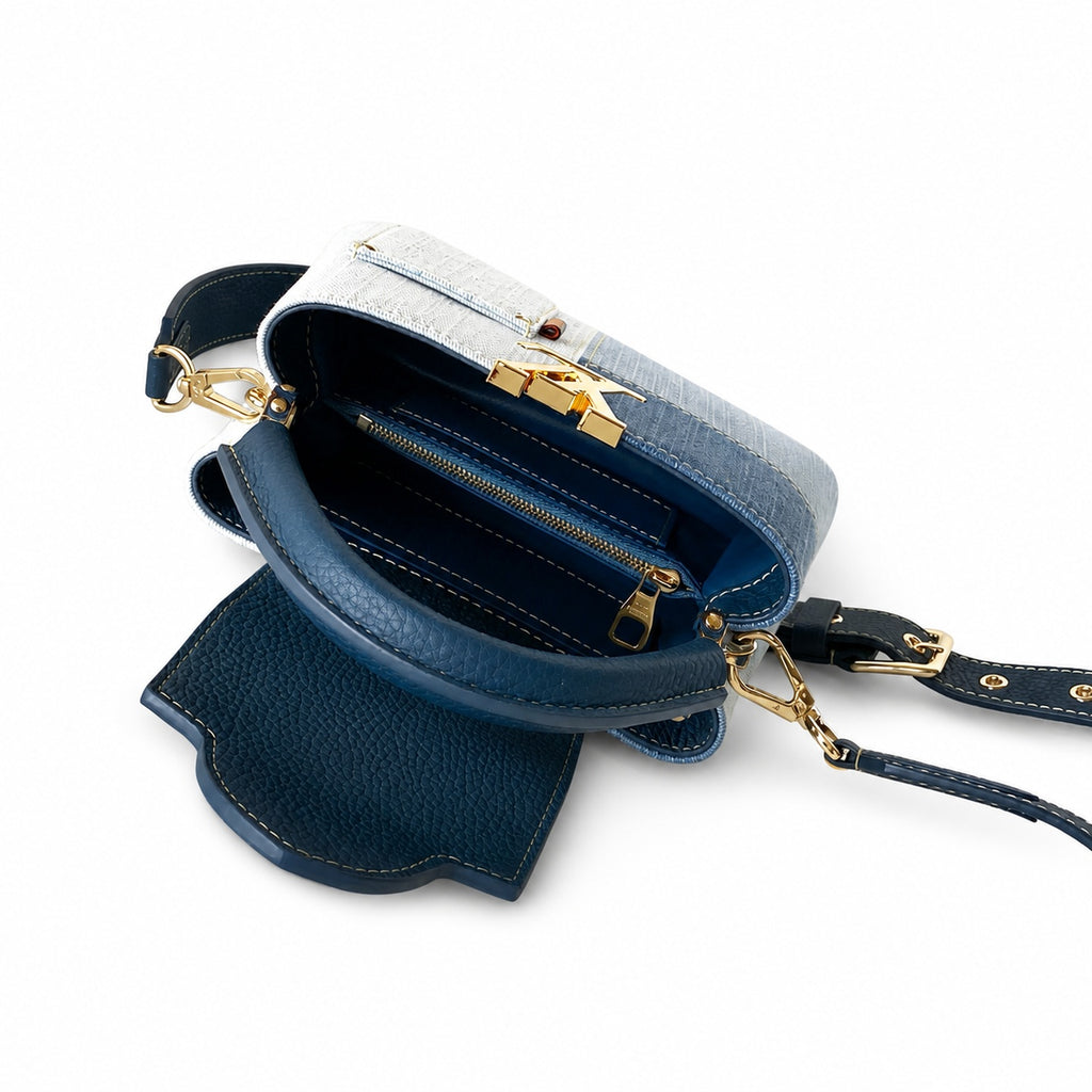 Louis Vuitton Capucines Denim Leather Handbag