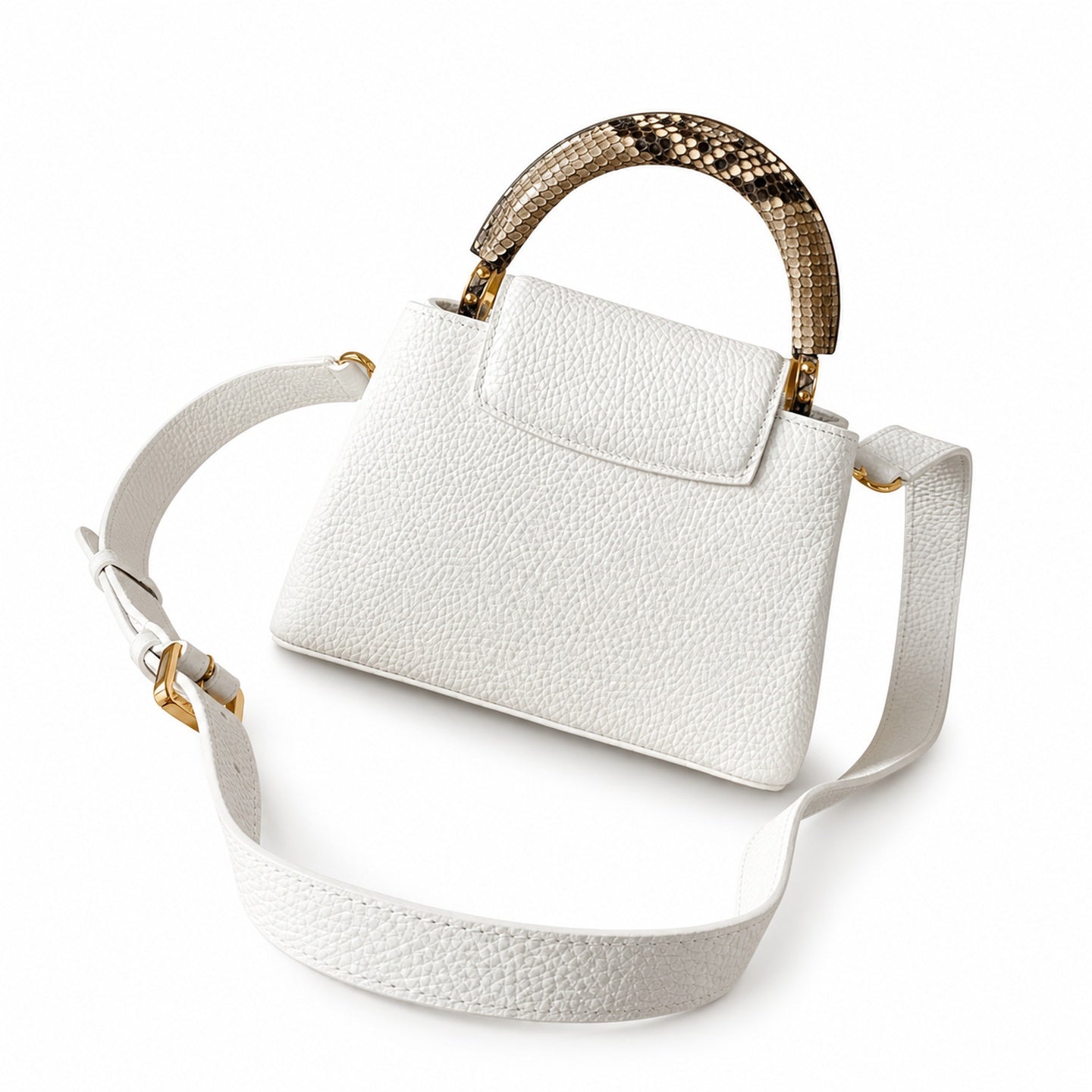 Louis Vuitton Mini Snakeskin Leather White Gold Handbag