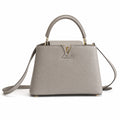 Louis Vuitton Capucines Small Leather Gray Gold Handbag