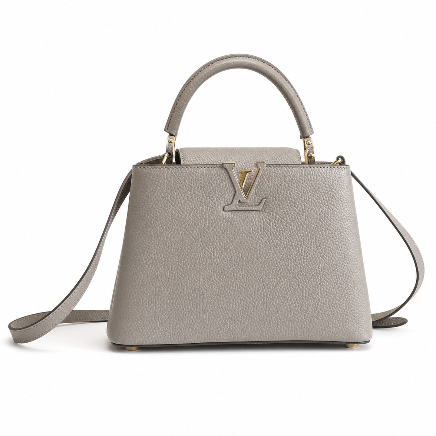 Louis Vuitton Capucines Small Leather Gray Gold Handbag