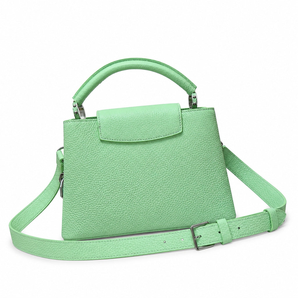 Louis Vuitton Capucines Small Leather Green Silver Handbag
