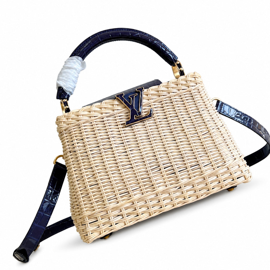 Louis Vuitton Capucines Small Leather Blue Handbag