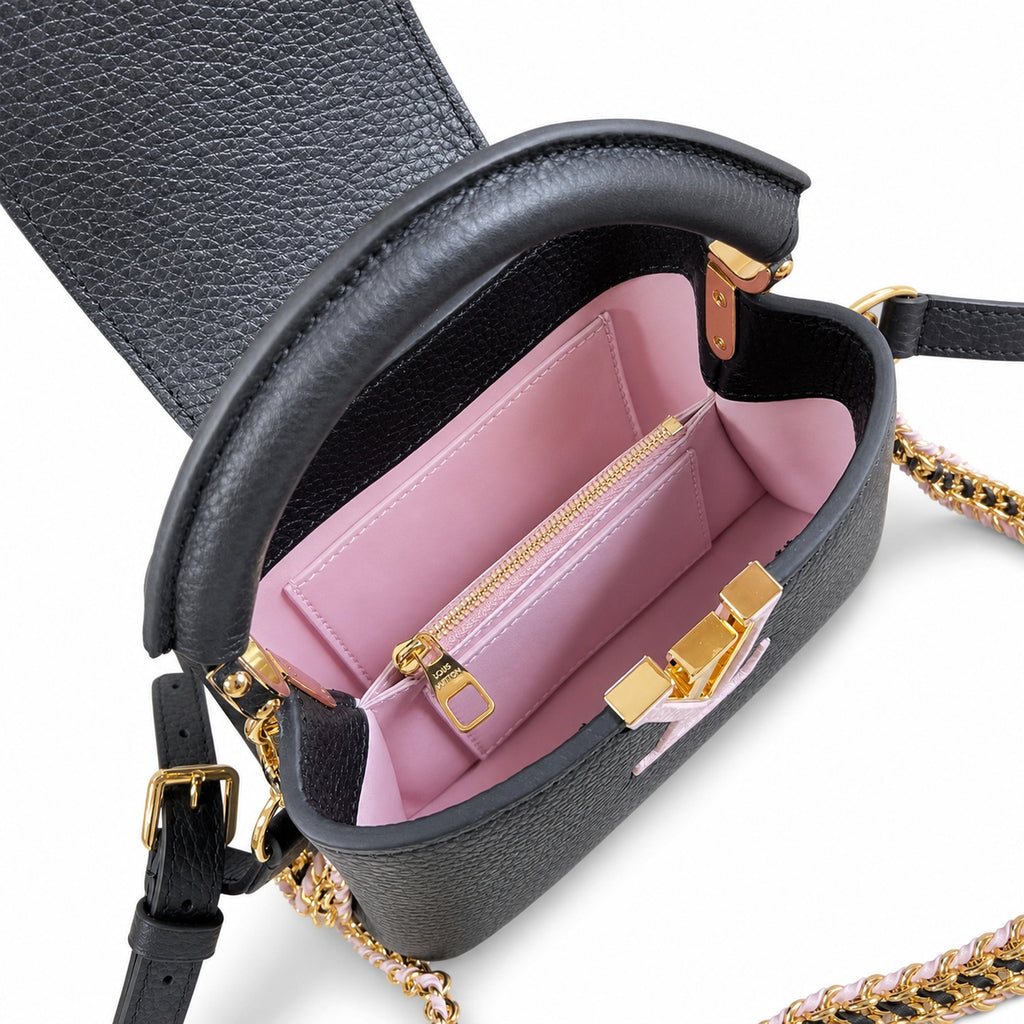 Louis Vuitton Capucines Mini Knit Leather Black Handbag