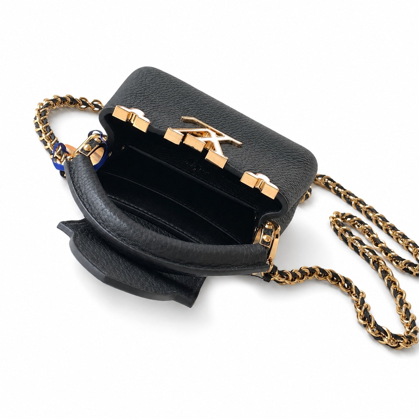 Louis Vuitton Capucines Leather Black White Handbag