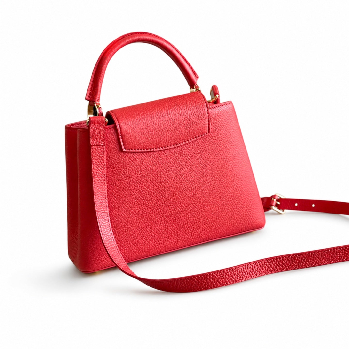 Louis Vuitton Capucines Small Leather Red Gold Handbag