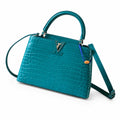 Louis Vuitton Capucines Medium Croc-Embossed Leather Green Silver Handbag