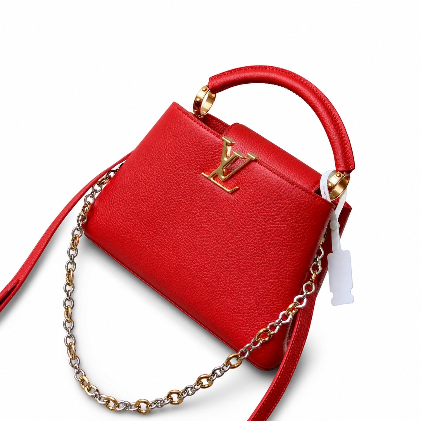 Louis Vuitton Capucines Small Leather Red Handbag