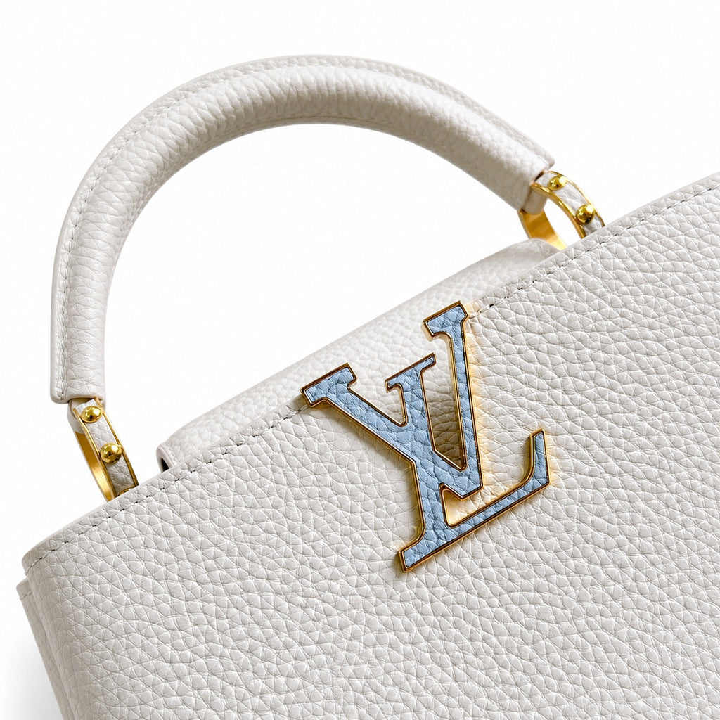 Louis Vuitton Capucines Small Leather White Blue Handbag
