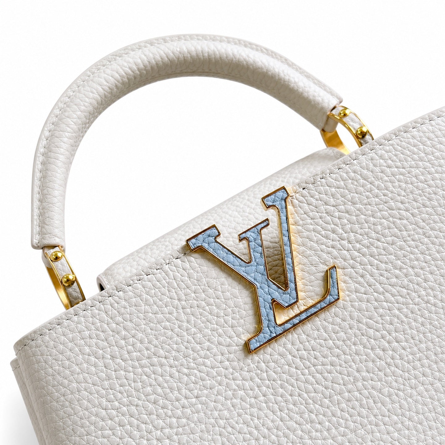 Louis Vuitton Capucines Small Leather White Blue Handbag