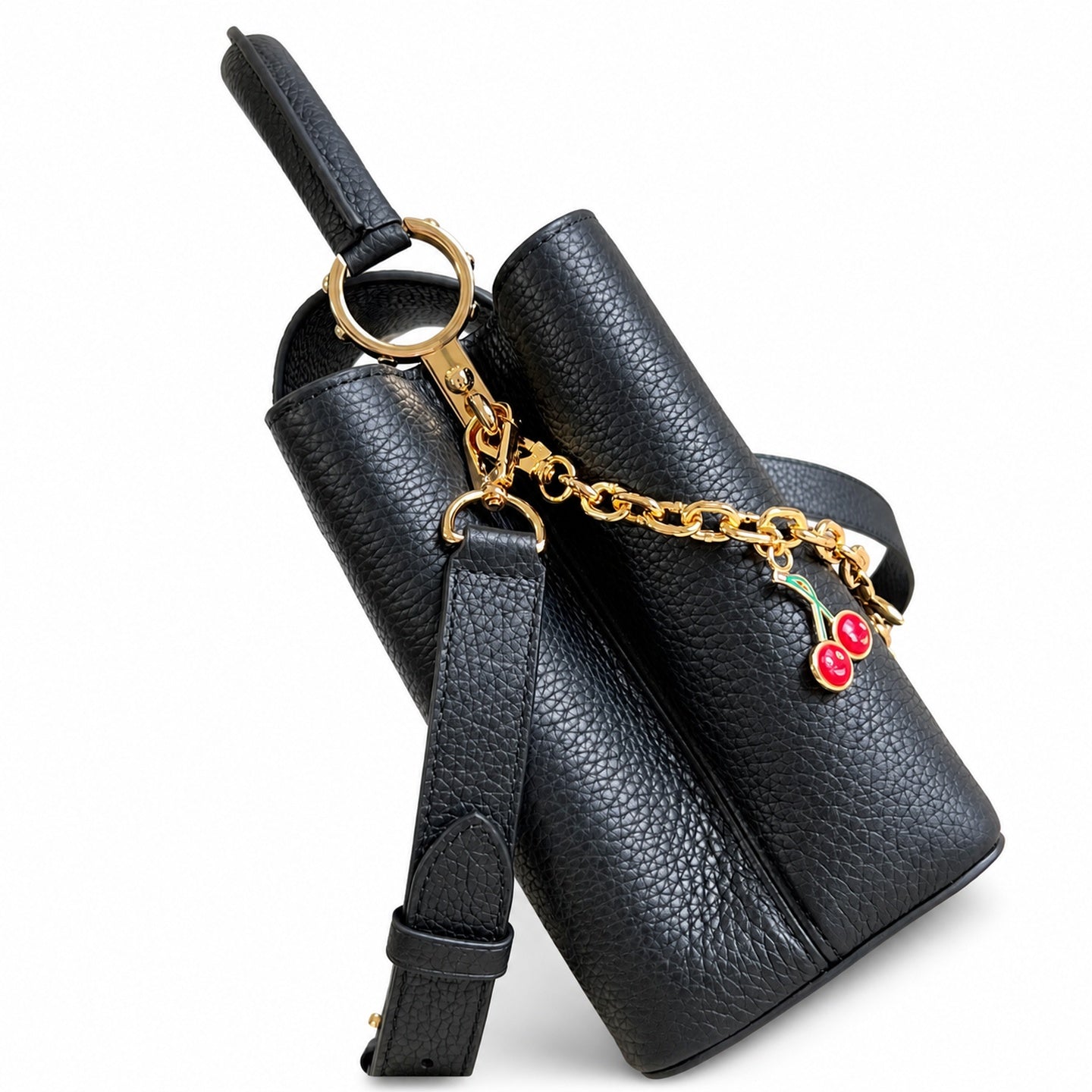 Louis Vuitton Capucines Takashi Murakami Medium Leather Black Handbag