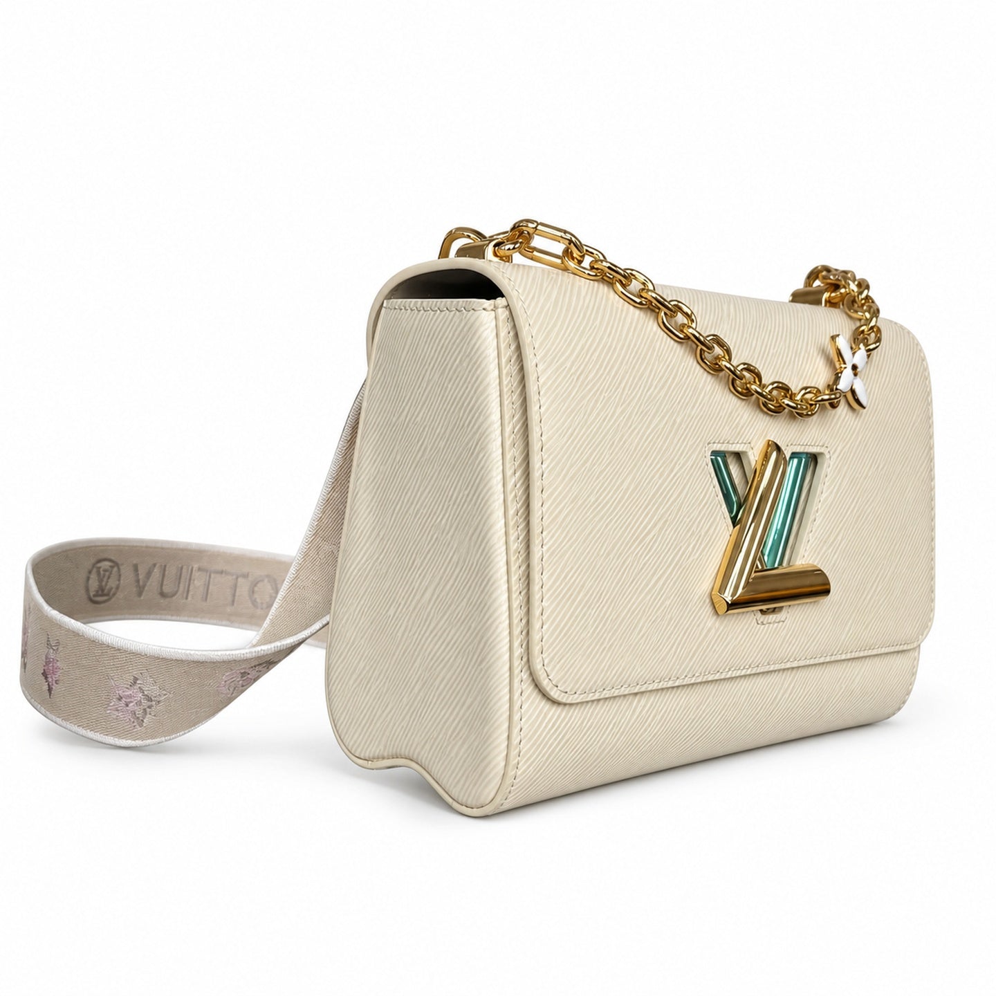 Louis Vuitton Twist Medium Embroidered Leather White Handbag