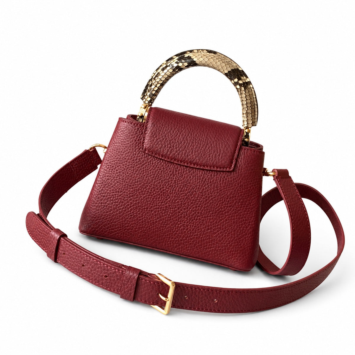 Mini Snakeskin Leather Gold Handbag