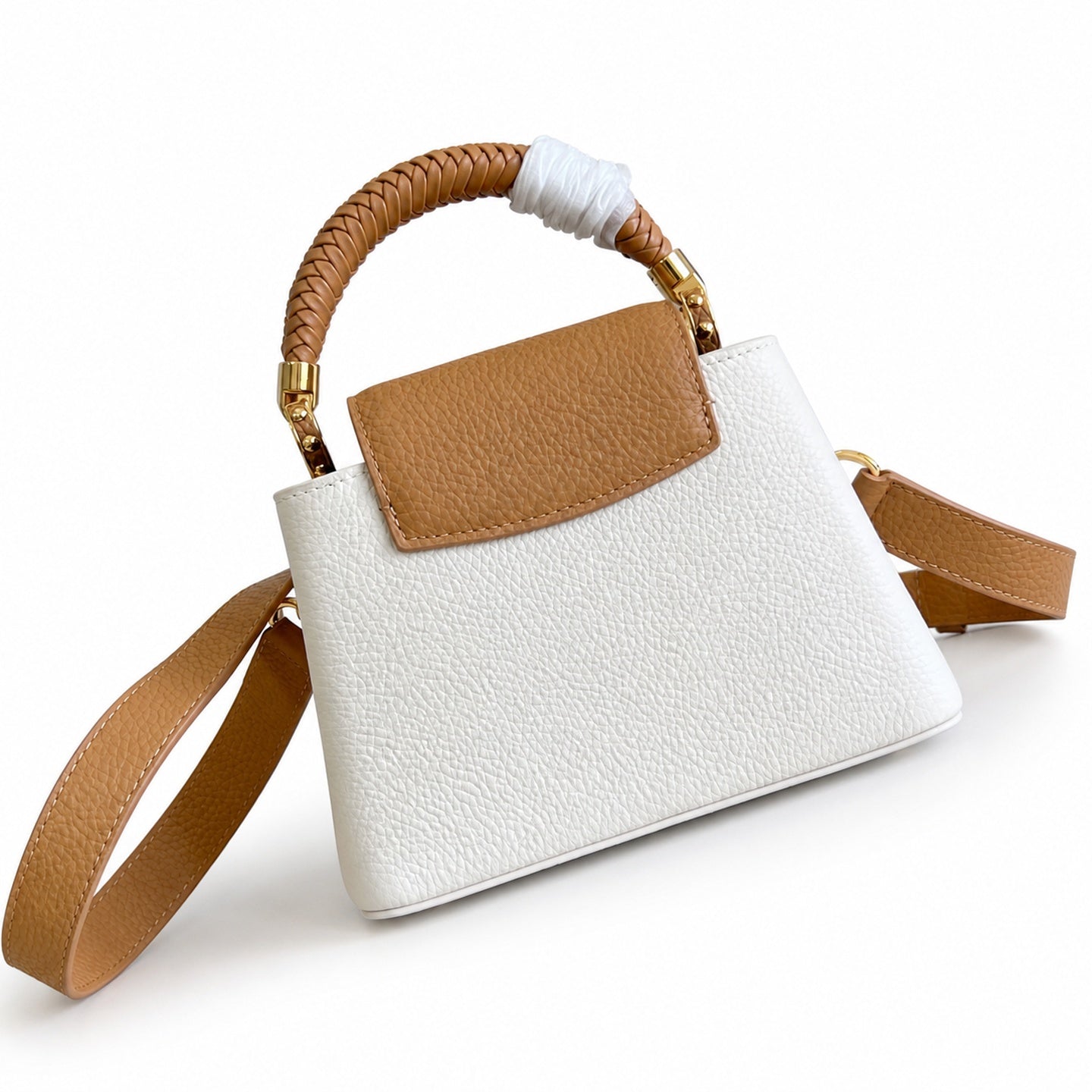 Louis Vuitton Capucines Mini Leather White Brown Handbag