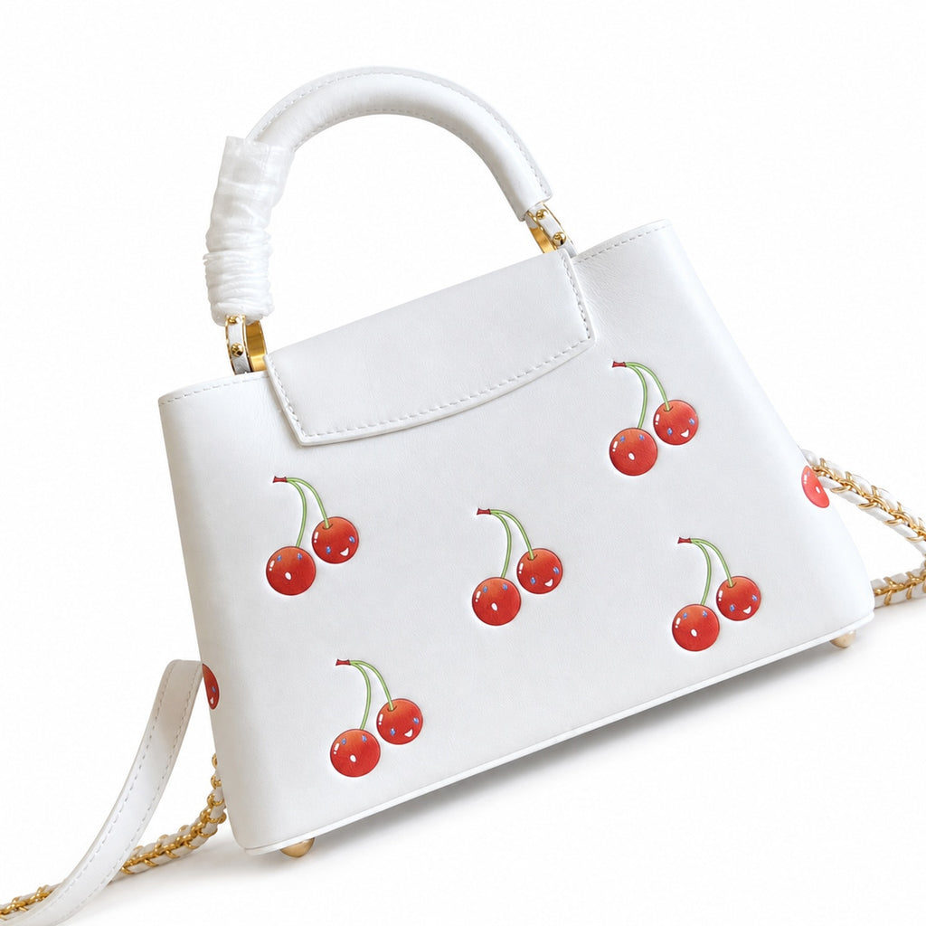 Louis Vuitton Capucines Takashi Murakami Small Leather White Handbag