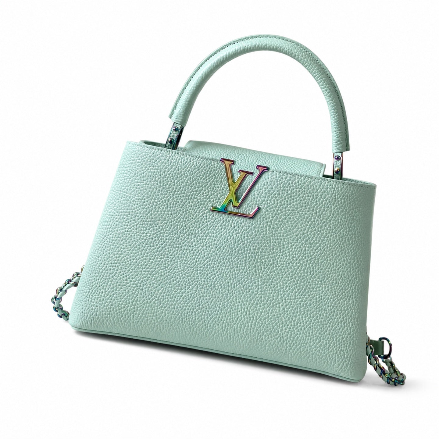 Louis Vuitton Capucines Mini Leather Green Gold Handbag
