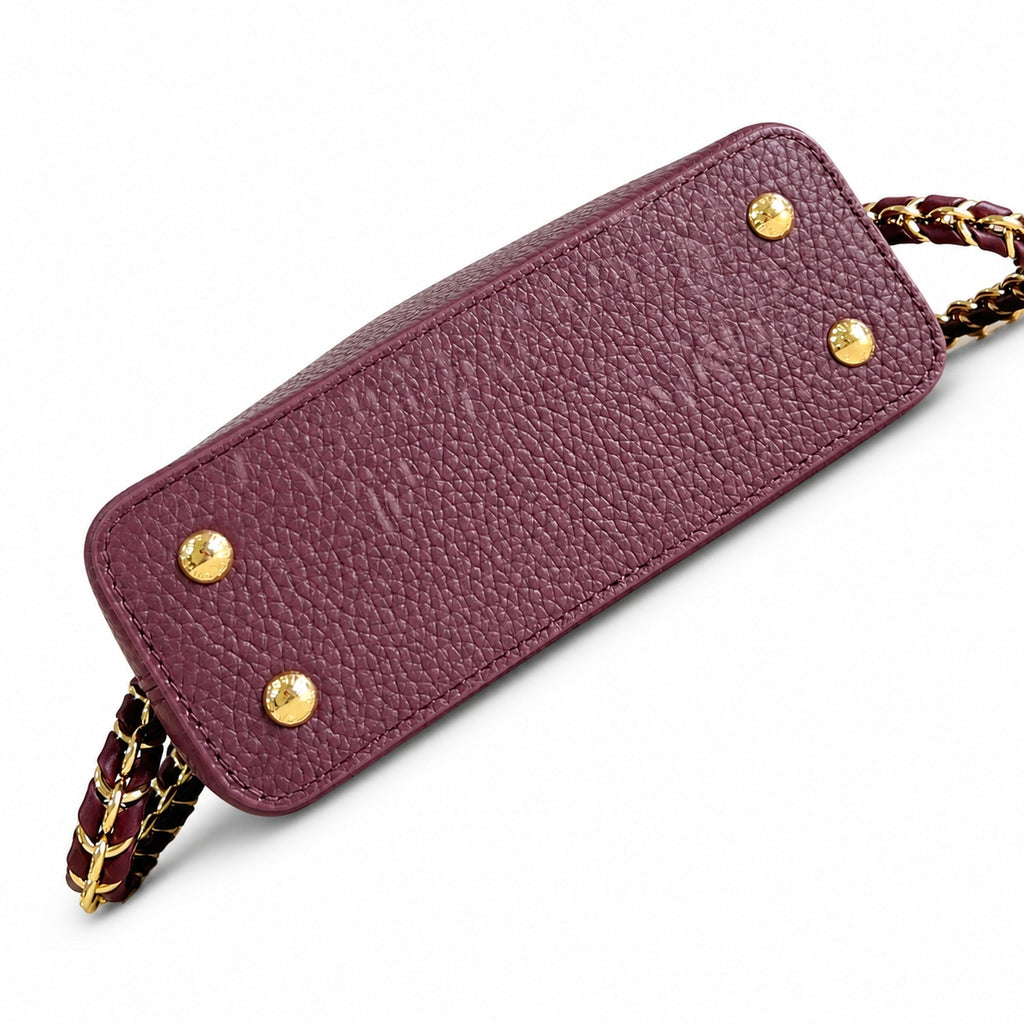 Louis Vuitton Capucines Mini Leather Burgundy Handbag