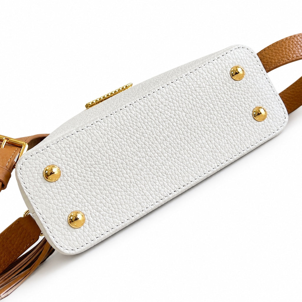 Louis Vuitton Capucines Mini Leather White Brown Handbag