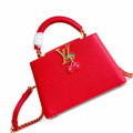 Louis Vuitton Capucines Takashi Murakami Small Denim Leather Red Gold Handbag