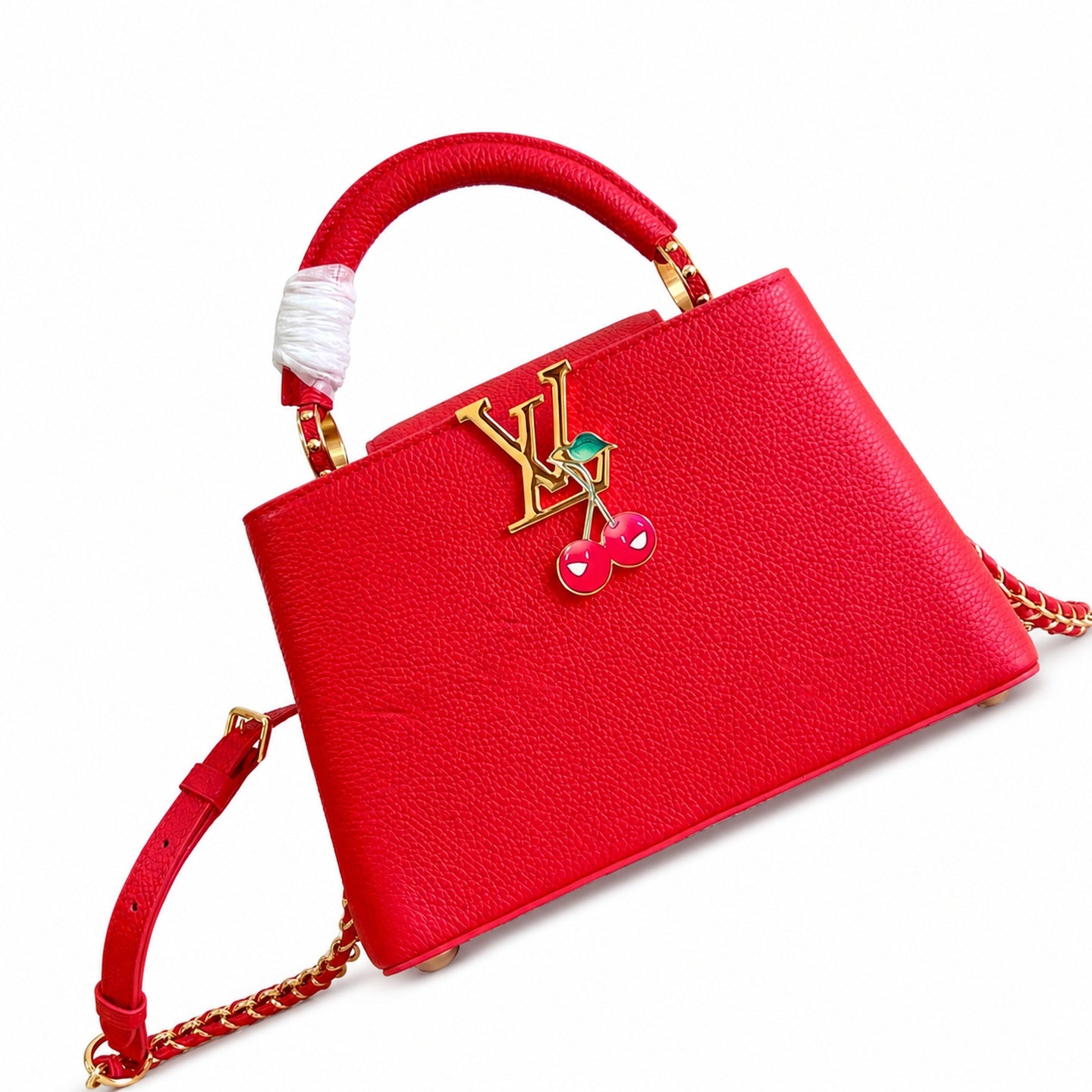 Louis Vuitton Capucines Takashi Murakami Small Denim Leather Red Gold Handbag