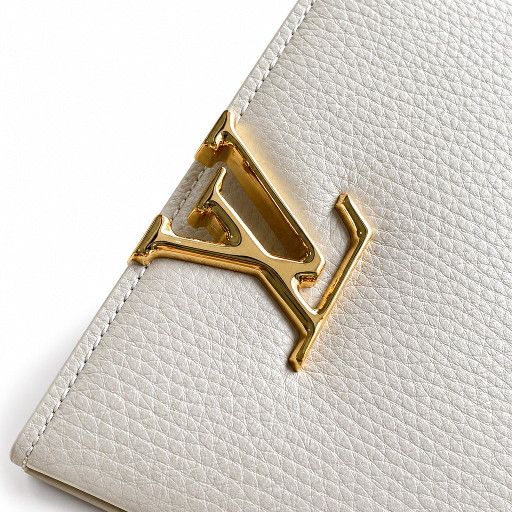 Louis Vuitton Capucines Leather White Gold Handbag