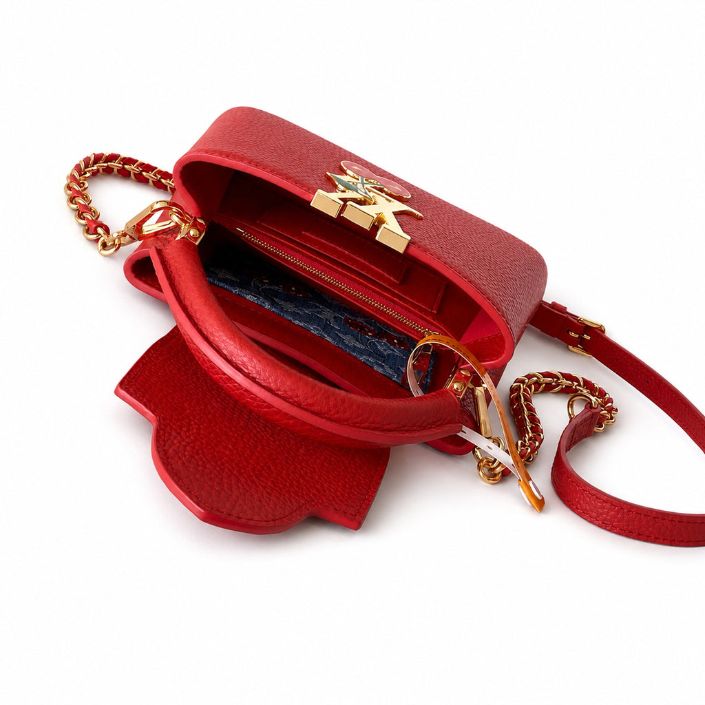 Louis Vuitton Takashi Murakami Mini Denim Leather Black Red Handbag